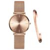 Rose Gold Womens Watch and Bracelet Set